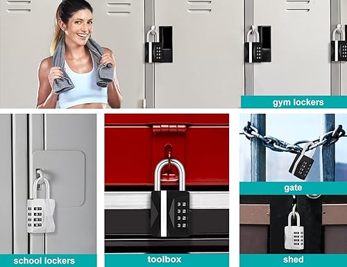 Miniatura 5 de ZHEGE Cerradura de casillero, cerradura de combinación para exteriores, resistente a la intemperie, 2023 actualizado, cerradura de número blanco