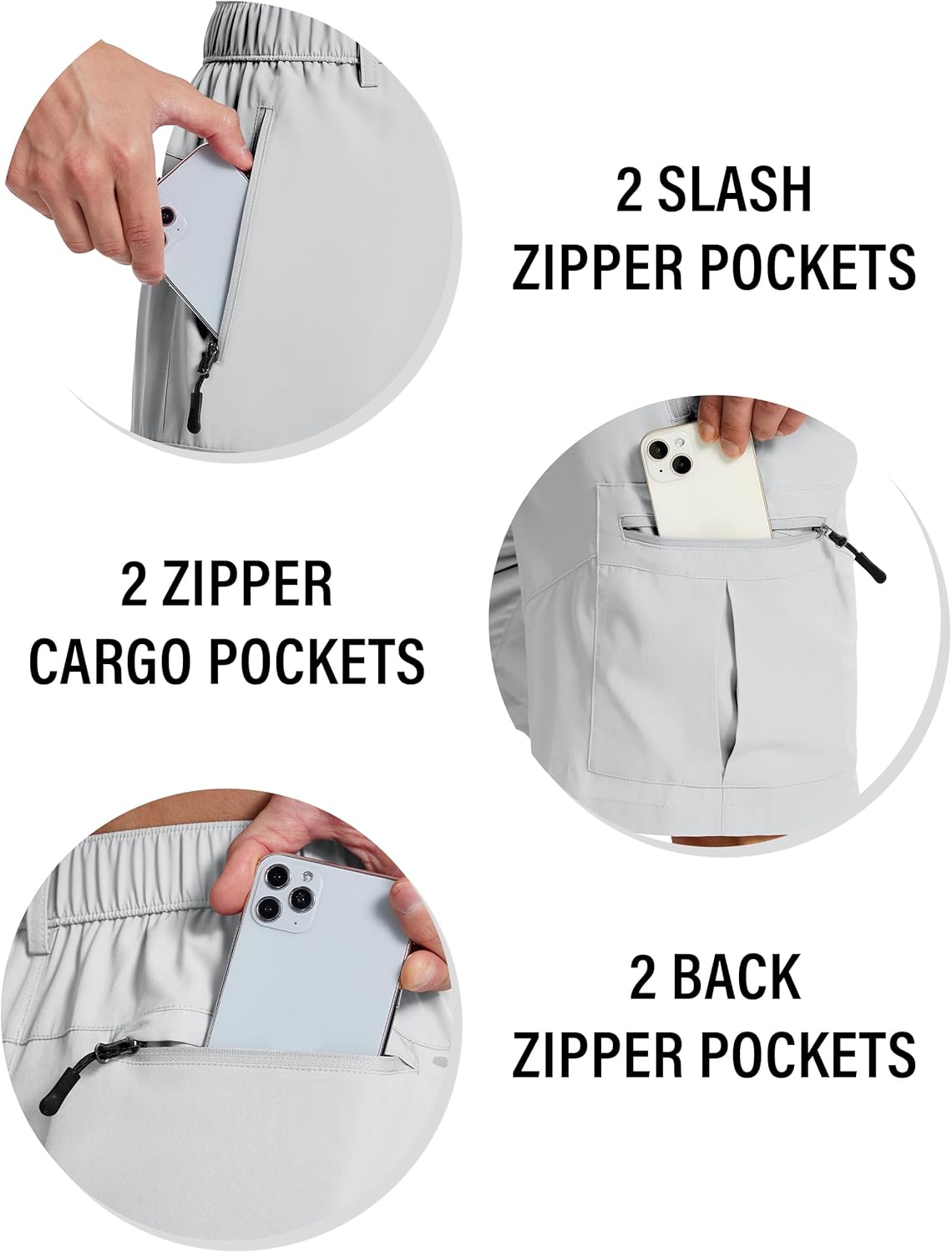 Mens Hiking Cargo Shorts 7" Inseam 6 Zipper Pockets Stretch Quick Dry Lightweight Short for Golf Casual Fishing Work - Image 3