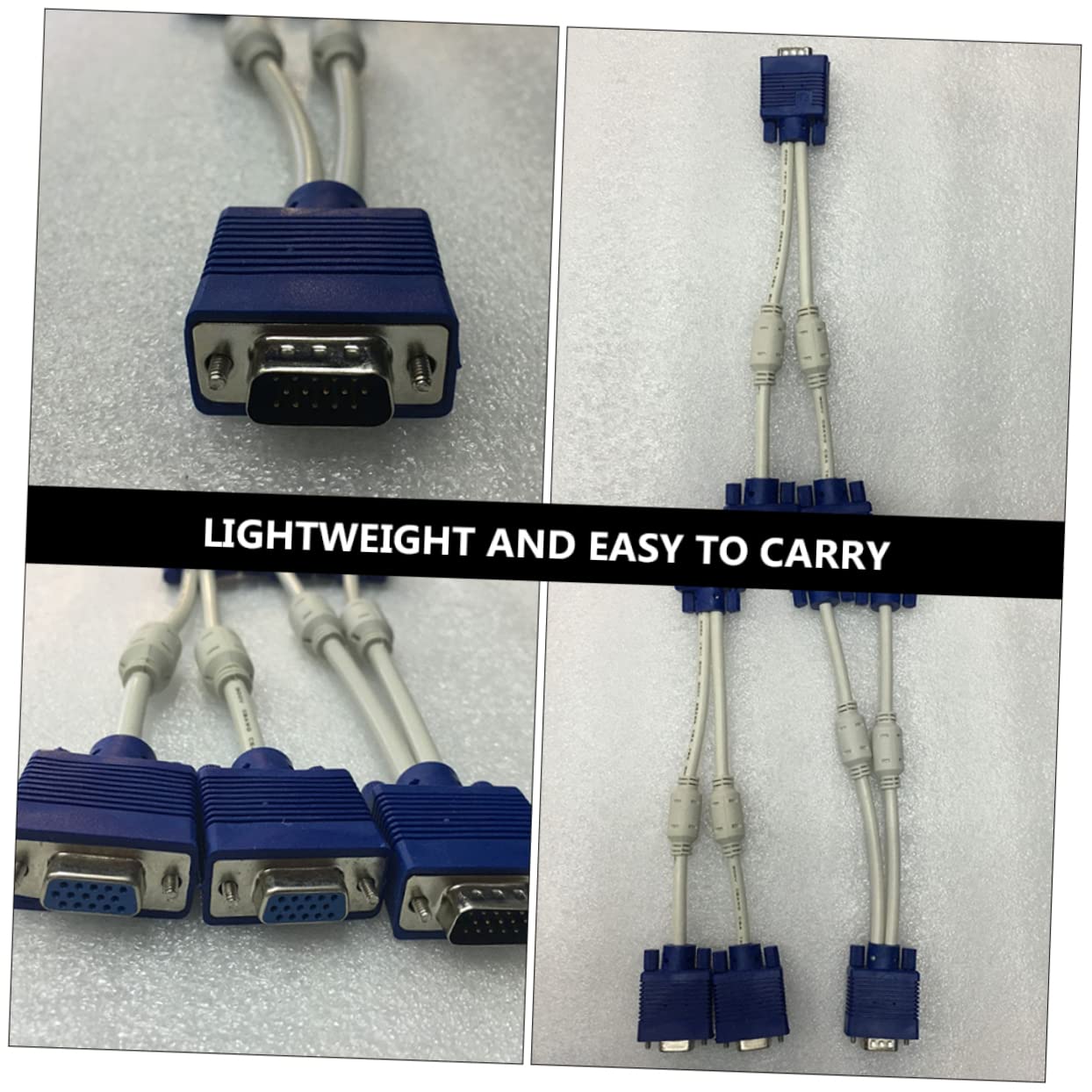 Hemoton 2pcs Pin Vga Splitter Cable Dual Vga Out Adapter Video Splitter for Monitor Display Device Male to Dual Female Easy Install
