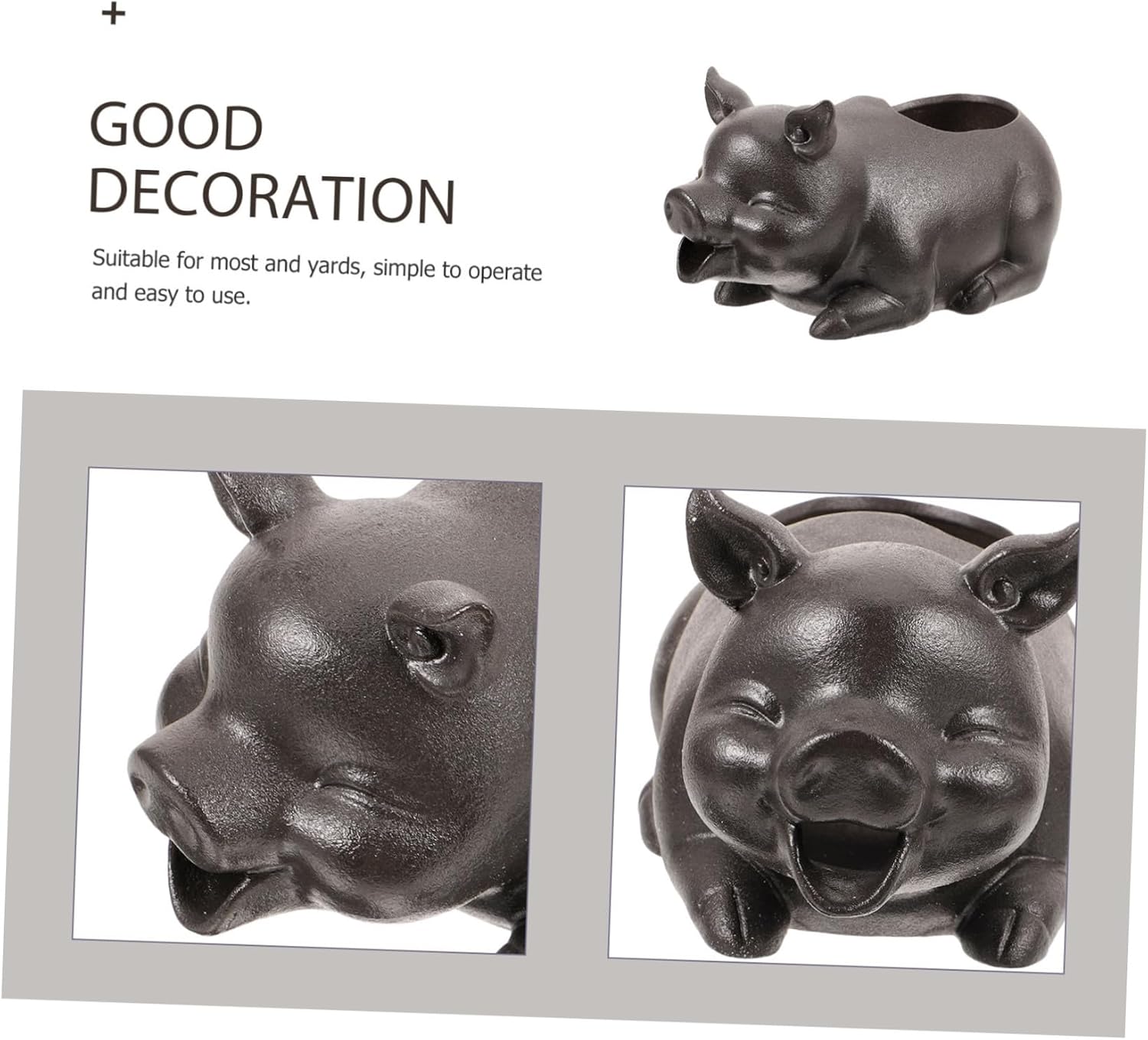 Sosoport Funny Pig Fountain Decor for Garden Waterfall Decoration for Courtyard Artistic Water Circulation Design for Outdoor Spaces and Relaxation
