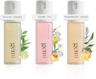 gemi Hand Sanitizer + Serum™, Radiance Trio, Kills 99.9% of Germs, 3-Pack | Hydrating formula with centella, vitamin B5 & green tea, bright citrus scents includes Elysium, Eden & Caela