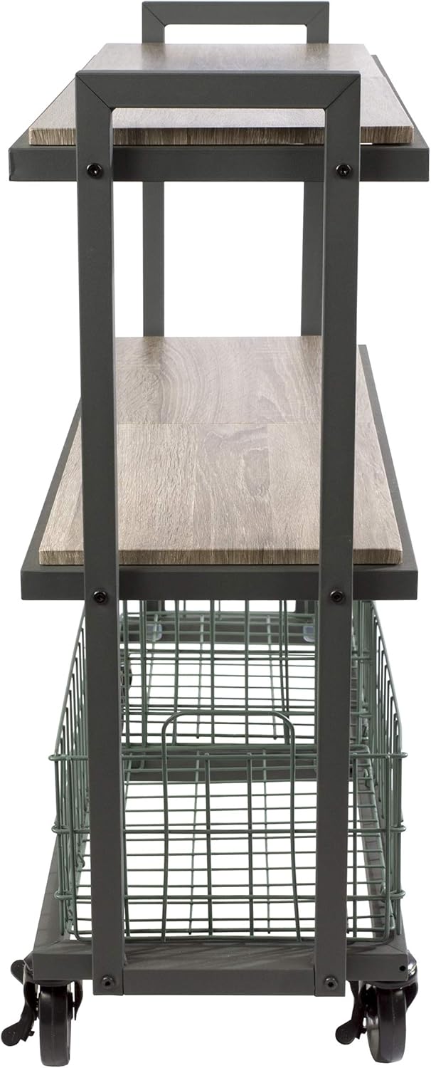 Atlantic Cart System 3 Tier Cart - Wide Mobile Storage, Interchange Shelves and Baskets, Powder-Coated Steel Frame PN23350328 in White: Home & Kitchen