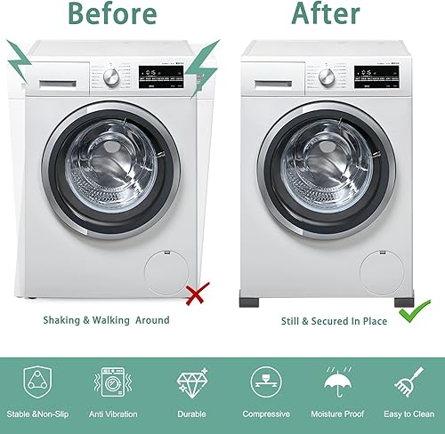 Miniatura 6 de SEISSO Almohadillas antivibración para lavadora. Pedestales de lavadora y secadora Almohadillas de goma apilables de alta resistencia. Cancelación