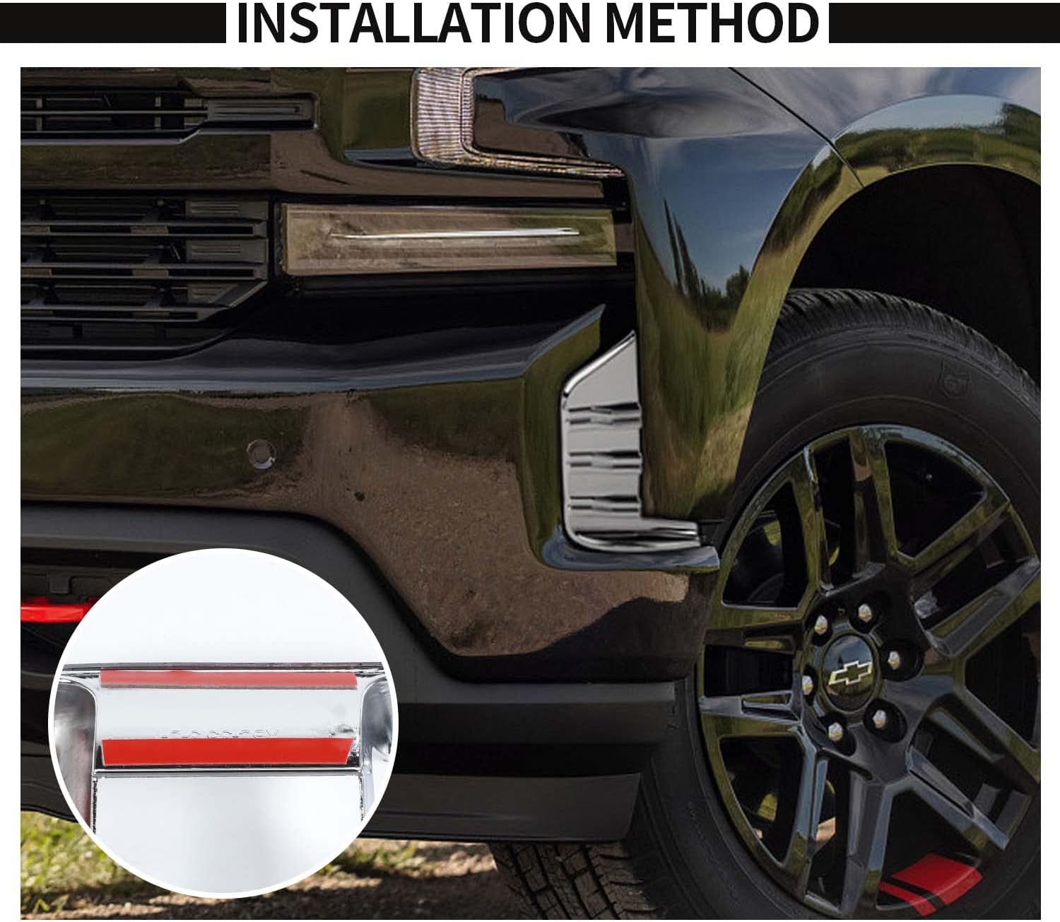 Voodonala Chrome Front Fog Light Cover Trim Bezel Compatible with 2019-2022 Chevy Silverado 1500