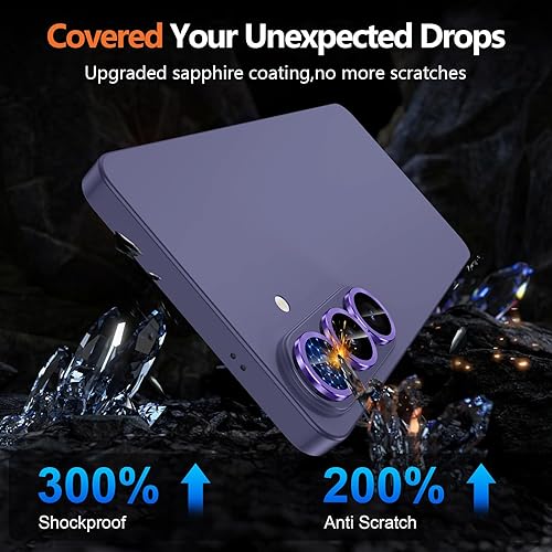 Vista 469 de para Samsung Galaxy Z Flip 7 Protector de Lente de Cámara, Cubierta de Lente de Vidrio Templado con Anillo de Metal Individual, [Fuerte Adhesión] 1