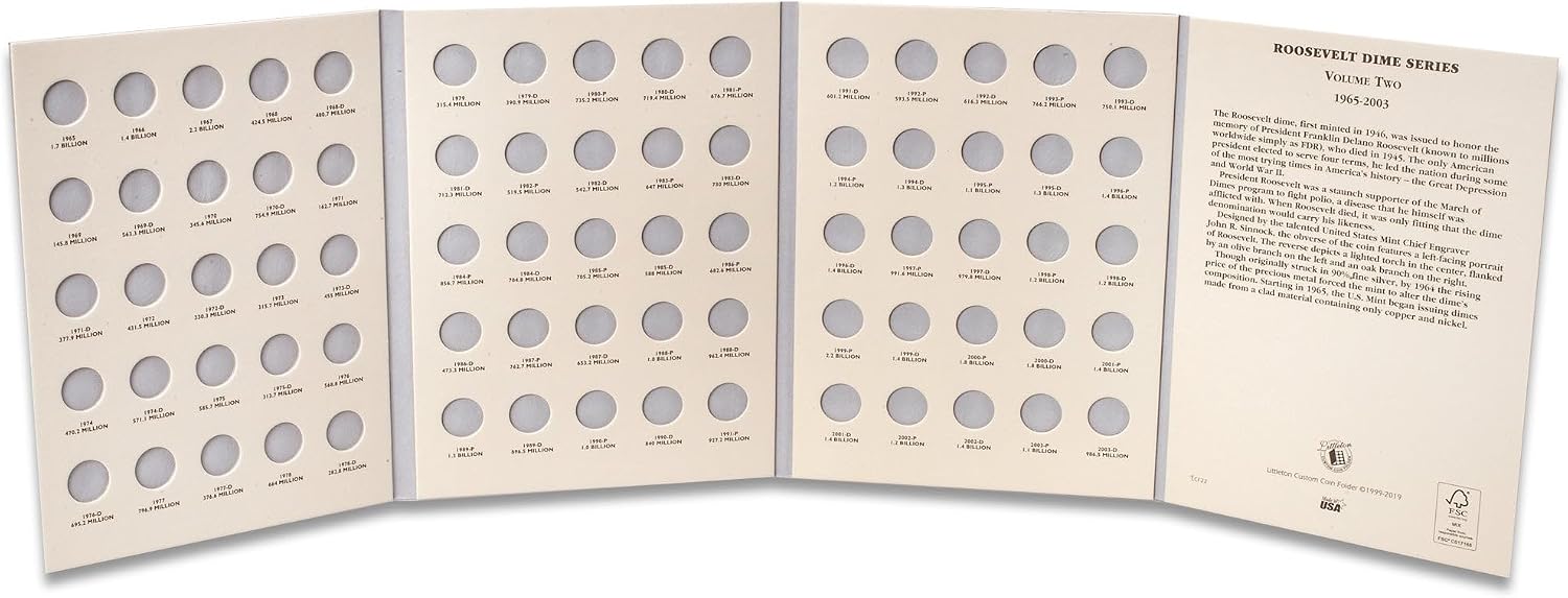 Littleton Coin Company 1965-2003 Roosevelt Dime Folder, Volume 2