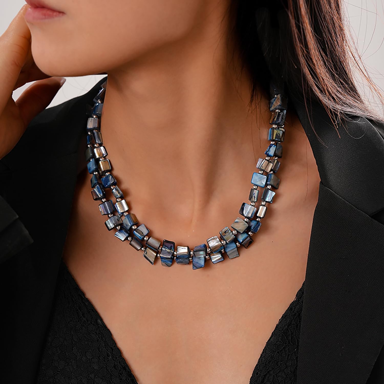 Colorful Beaded Necklace for Women Boho Layered Turquoise Choker Statement Necklace Punk Jewelry - Image 3