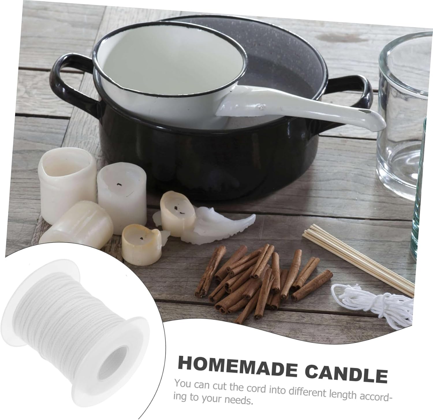 Braided Candle Wicks for DIY Candle Making Cotton Wick Spool for Pillars and Tapers White Color