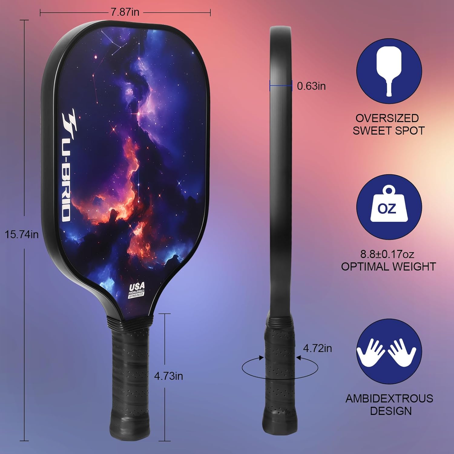 Pickleball Paddles Set of 2 Paddles 4 Balls and 1 Bag Pickleball Set 16MM Fiberglass Pickleball Paddle for Men Women, Pickleball Gifts for Women/Men Friends Family Lovers - Image 4