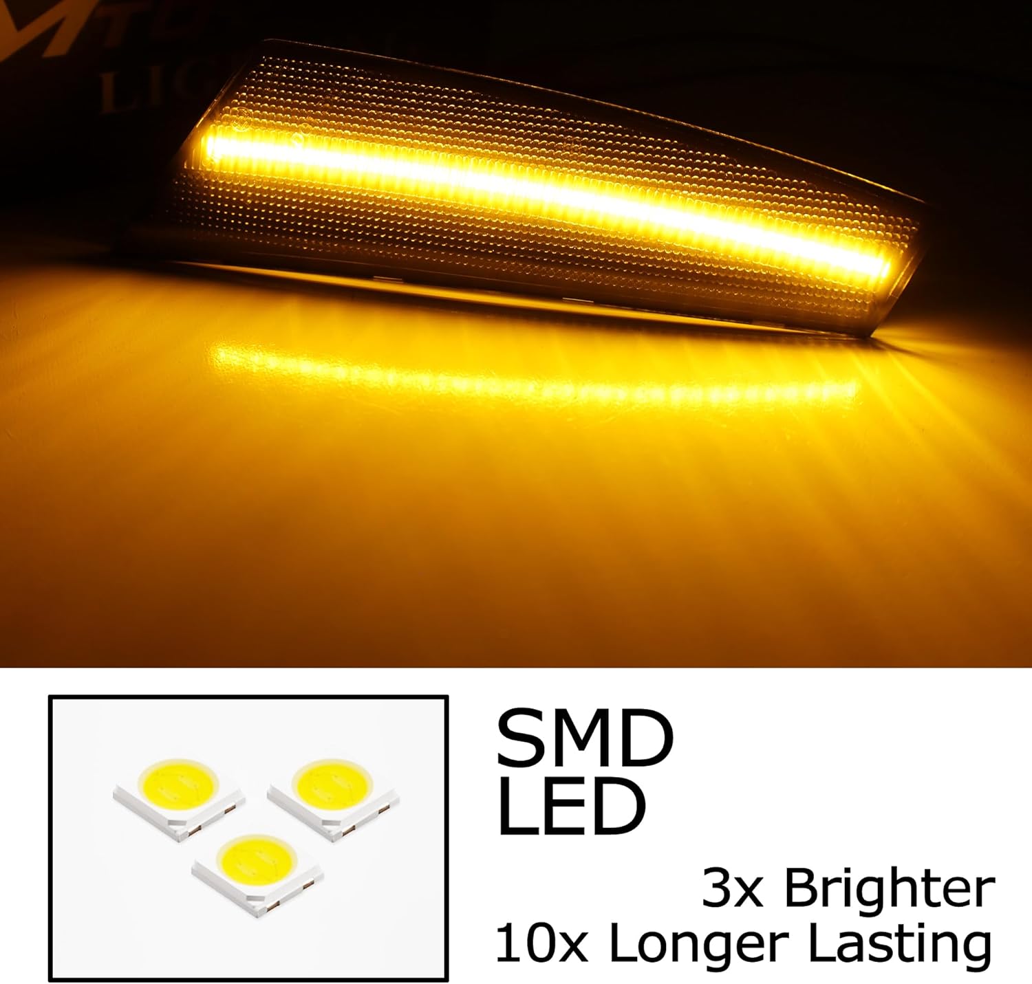 iJDMTOY Black-Out Smoked Lens Amber Full LED Strip Bumper Side Marker Light Kit Compatible With Jeep 2008-2012 Gen2 Liberty