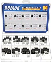 BOJACK 10 Values 50 Pcs IRFZ44N IRF510N IRF530N IRF540N IRF640N IRF740 IRF840 IRF3205 IRF9540 IRF Series transistors MOSFET Assortment Kit