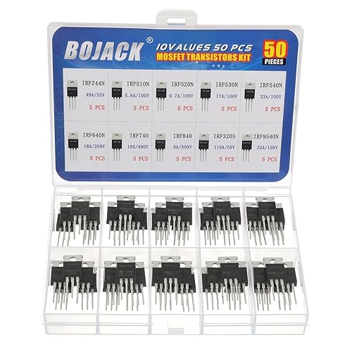 Miniatura 1 de BOJACK 10 valores 50 piezas IRFZ44N IRF510N IRF530N IRF540N IRF640N IRF740 IRF840 IRF3205 IRF9540 IRF serie transistores MOSFET Surtido Kit