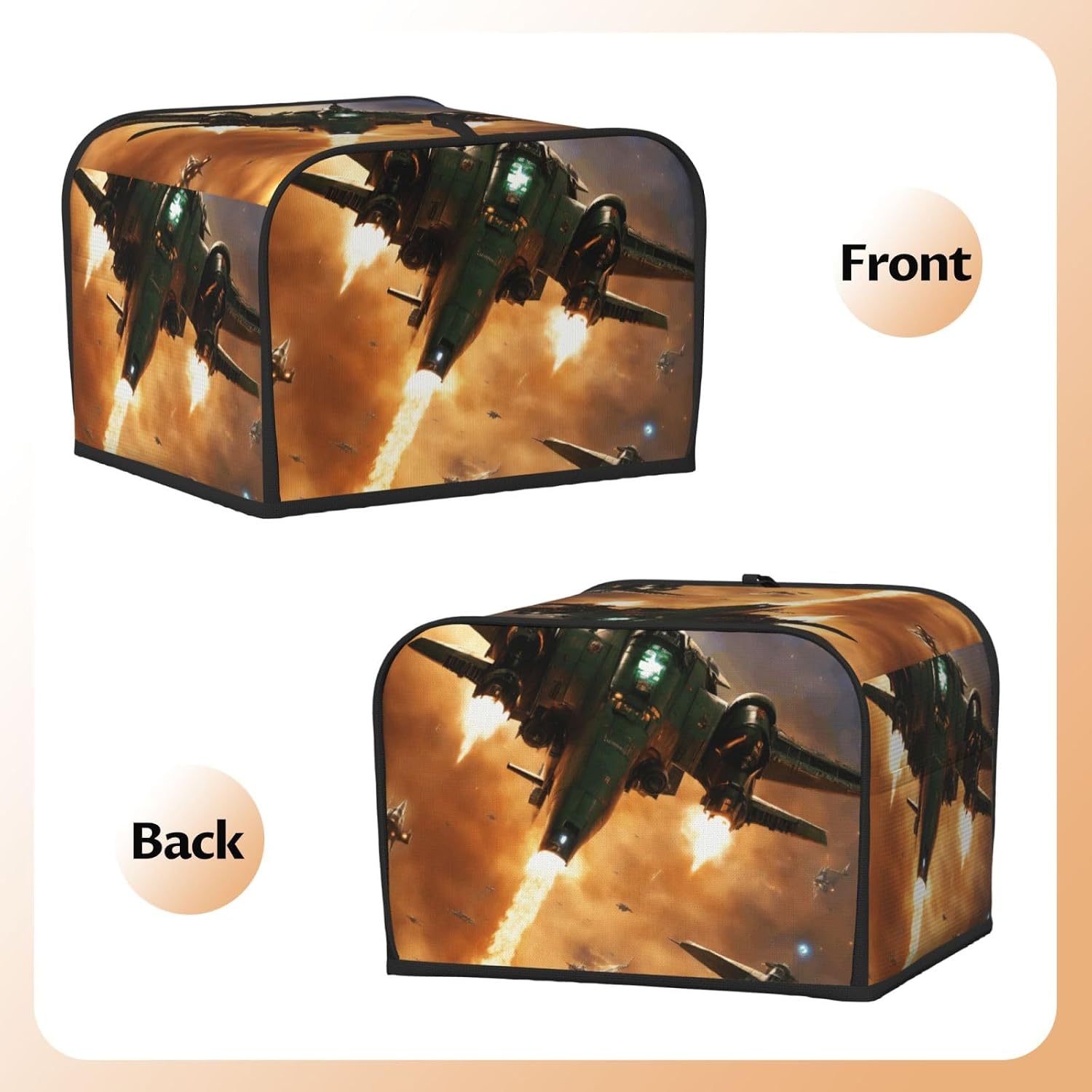 Aircraft Fighter Jets Print 4-Slice Toaster Cover Kitchen Appliance For Bread Home Protector Daily Usability image 3