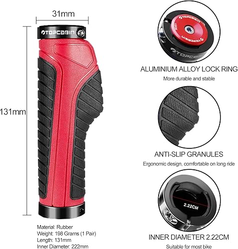 Vista 12 de Puños ergonómicos de manubrio de bicicleta, de Topcabin, con amplia superficie de agarre Estilo cuchillo