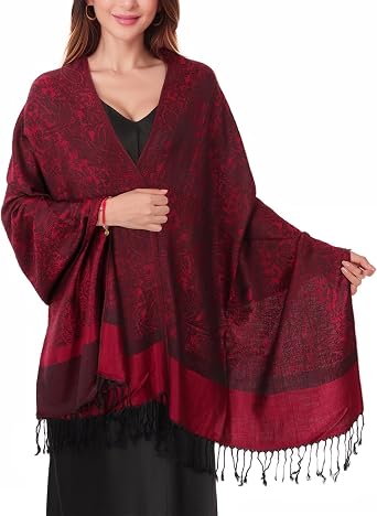 Women Pashmina Shawls and Wraps Scarf Soft Silky Reversible Paisley Scarves Shawl for Women UK