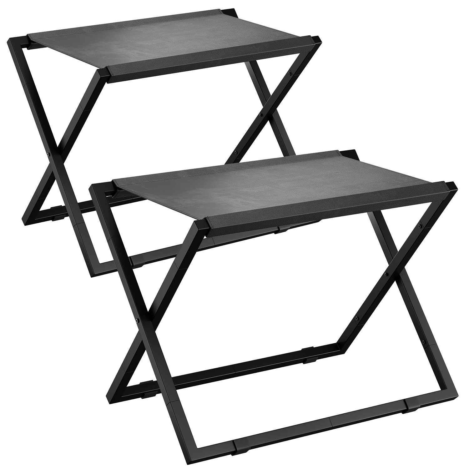 IBUYKE Luggage Rack for All Suitcase Sizes,Foldable Suitcase Stand,Metal Luggage Holder,Easy to Assemble for Bedroom Living Room Hotel,Black TLR001B-2