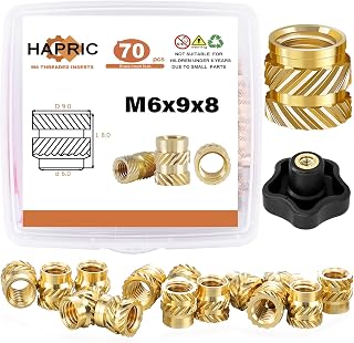 70 Pcs M6 Threaded Inserts for Plastic, M6 Heat Set Insert Brass Metric Knurled Nuts Assortment Kit for 3D Printing