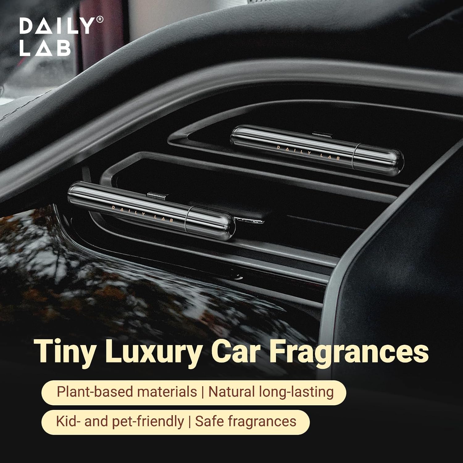DAILY LAB Aroma Stick Premium Car Air Freshener Diffuser - Vent Clips Accessories, 30-Day Lasting Perfume, Essential Oil Scent