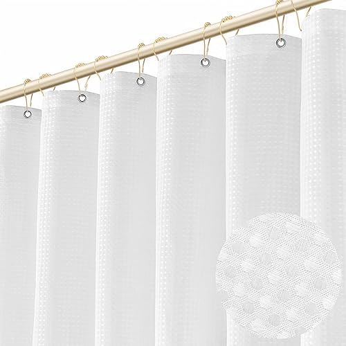 Juego de cortinas de ducha bohemias, cortinas de ducha de tela impermeable, estilo hotel de lujo, textura de gofre, resistente, cortina de baño