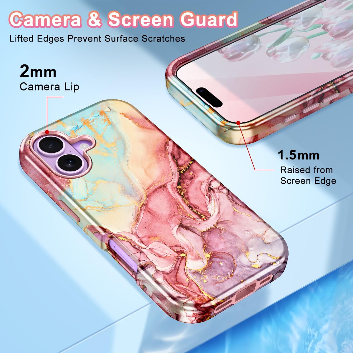Amazon.co.jp: CASEFIV iPhone 17用ケース、マーブルパターン 3イン1