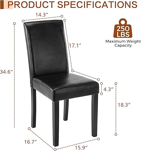 Miniatura 2 de thksbought Juego de 6 sillas de comedor modernas tapizadas de poliuretano, sillas de cocina y comedor de diseño elegante con respaldo alto, patas de