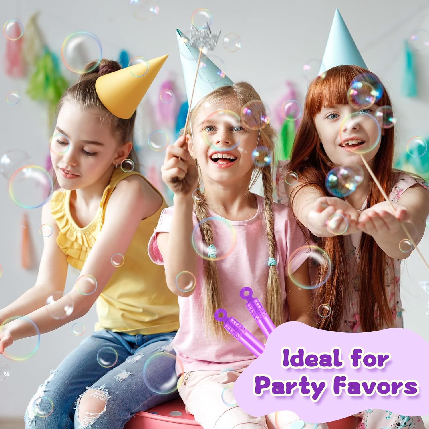 Shappy 100 Pcs Mini Bubble Wands Bulk for Kids Party Favors Small Bubble for Birthday Gifts Goodie Bag Stuffers Wedding Outdoor Summer Toys Toddlers Boys Girls (Purple)