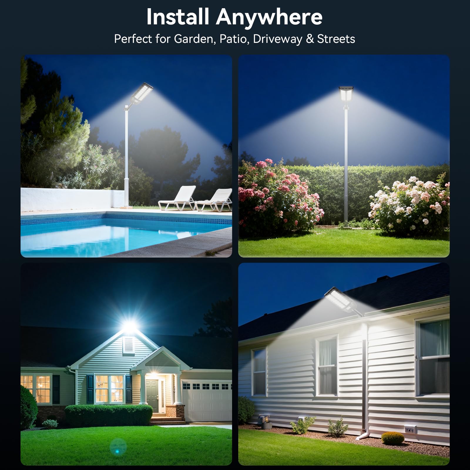 800W Solar Straßenlaterne mit Fernbedienung,IP66 Wasserdichte Solarlampen für Außen mit Bewegungssensor,6500K Solarleuchten Superhelles LED Solar Strahler Außen für Gärten,Garage,Straßen