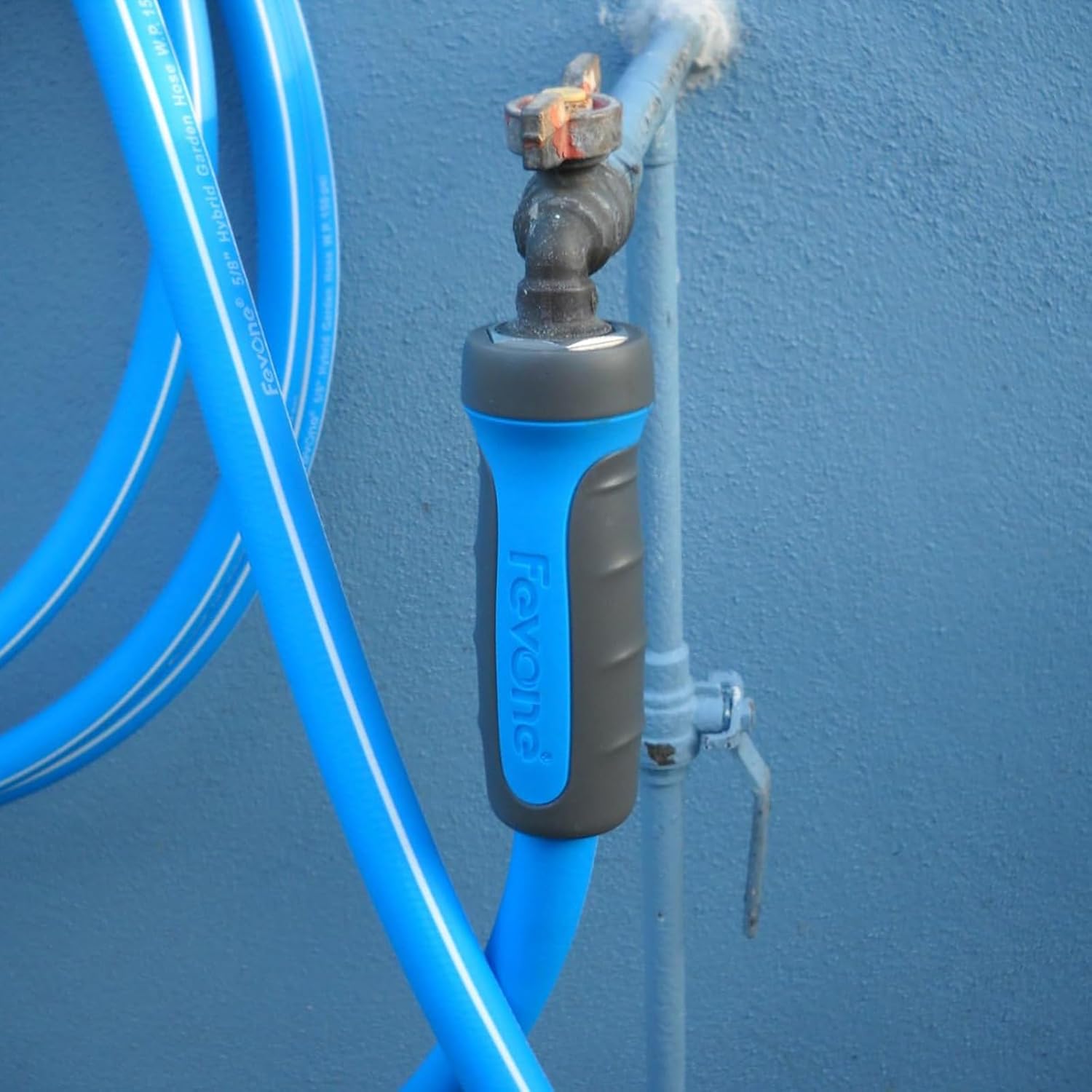 Fevone Kink-Free Garden Hoses, Flexible Water Hose, Drinking Water Safe Hose, 5/8 Inner Diameter Hose, 3/4 Aluminum Fittings with Swivel Handles (55 ft)