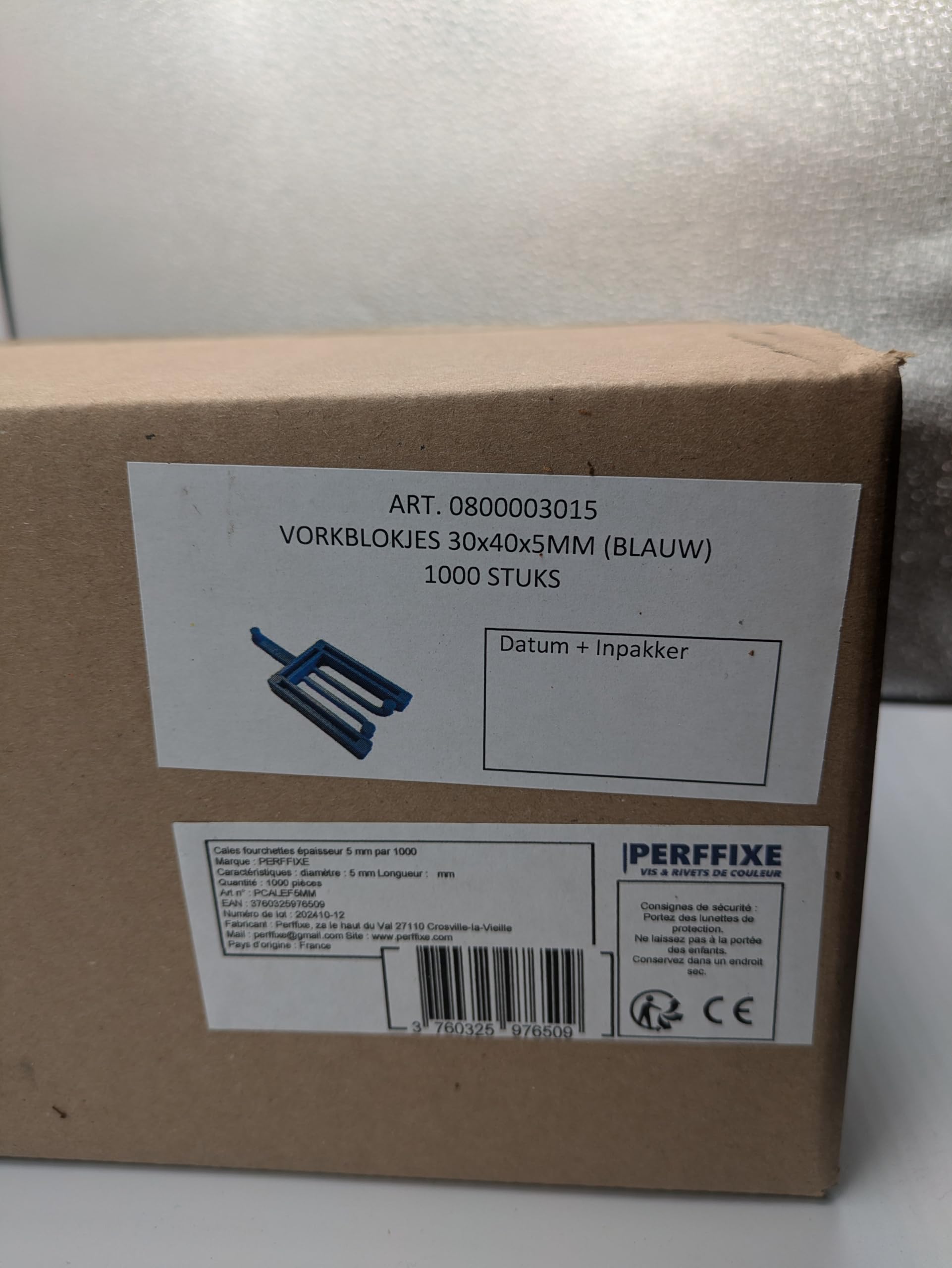 Cales fourchettes épaisseur 5 mm par 1000
