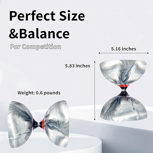 Miniatura 6 de SUNDIA Combo l Shining Series Diabolo (mármolrojo) + varillas de diábolo de carbono (rojo)  Juego de diábolo profesional, alto rendimiento para