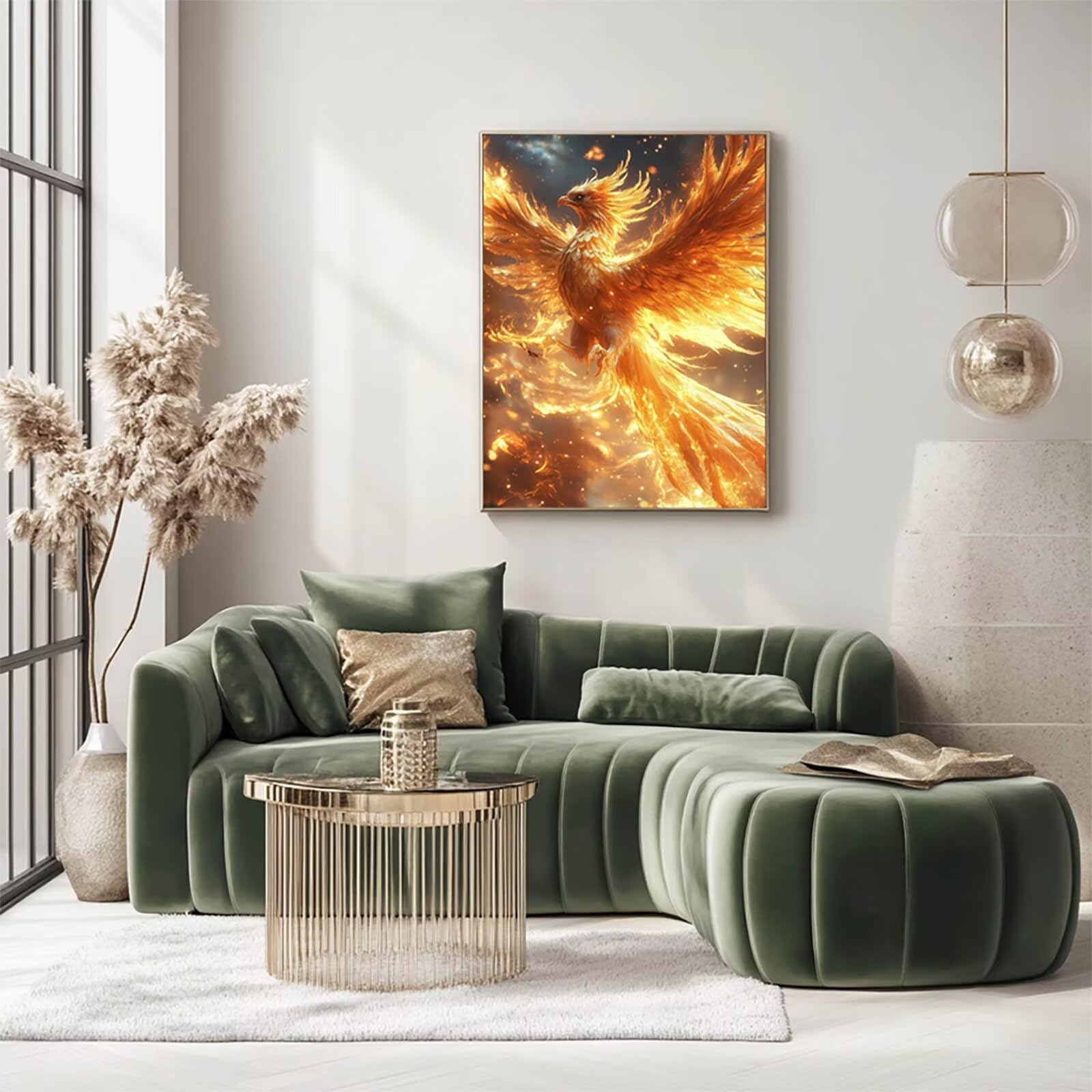 Malowanie według numerów dla dorosłych Feniks DIY płótno malarskie dla dzieci, malowanie według numerów 70 x 95 cm, nowoczesne obrazy salon dekoracje ścienne kolorowanie według numerów, prezent dla