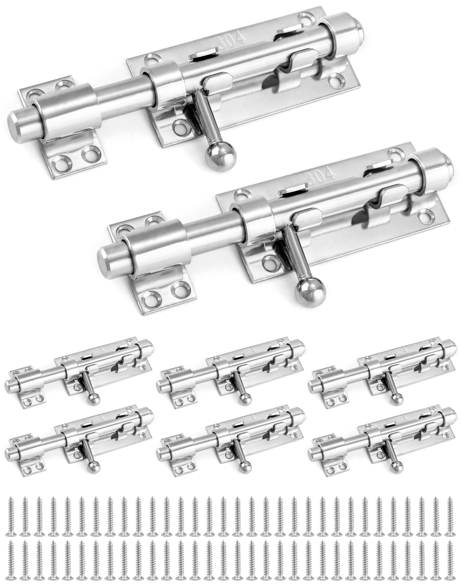 Loquet de porte coulissante de 16 cm en acier inoxydable 304 QWORK par 8