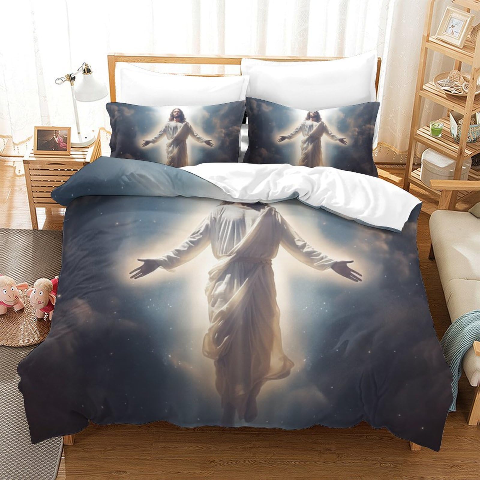 Parure Jésus en microfibre 260x220 pour instaurer une ambiance zen et sereine dans votre chambre