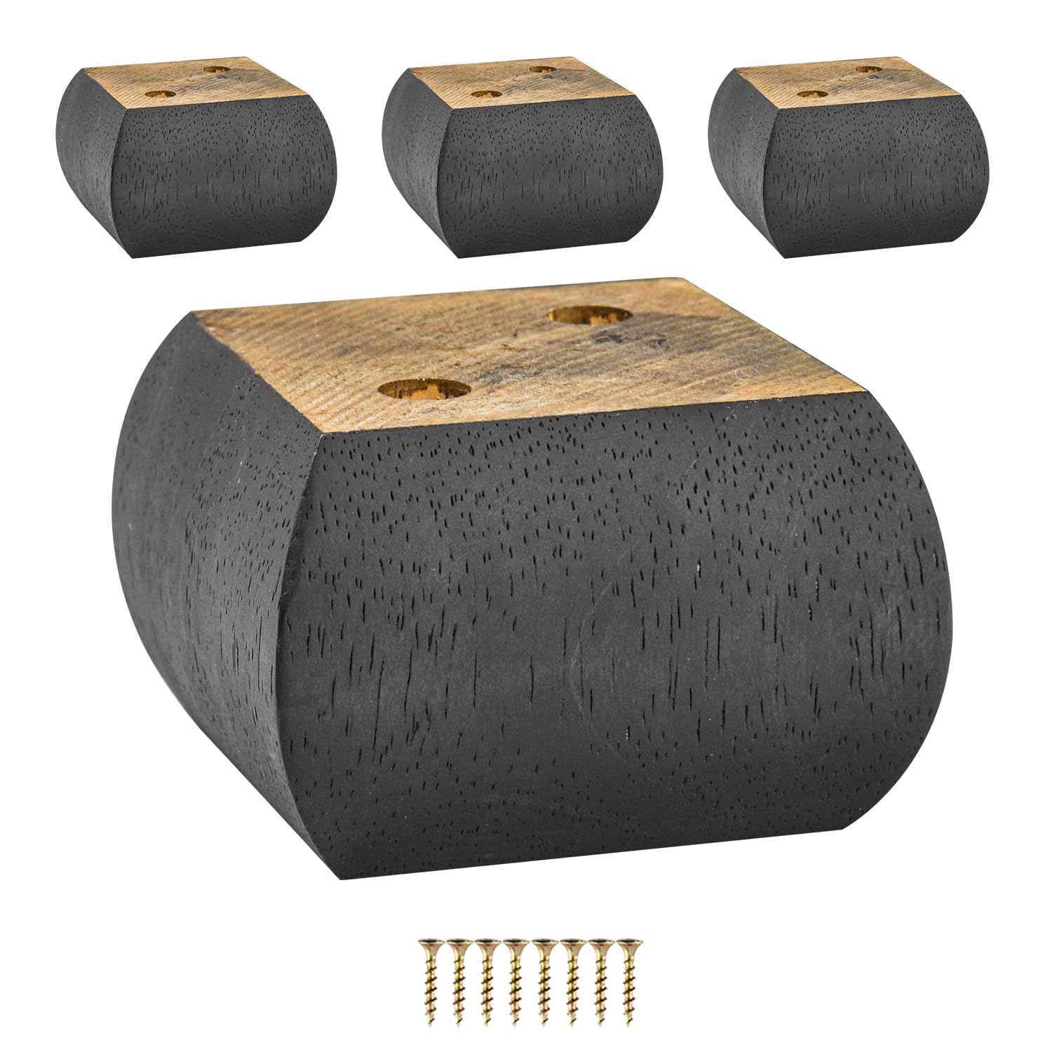 Btowin 2 inch /5cm Solid Wood Furniture Legs,4Pcs Black Sofa Legs,Square Bed Feet Wooden Replacement Bun Feet for Home DIY Projects Bed Couch Ottoman Dresser Cupboard Cabinet Bed