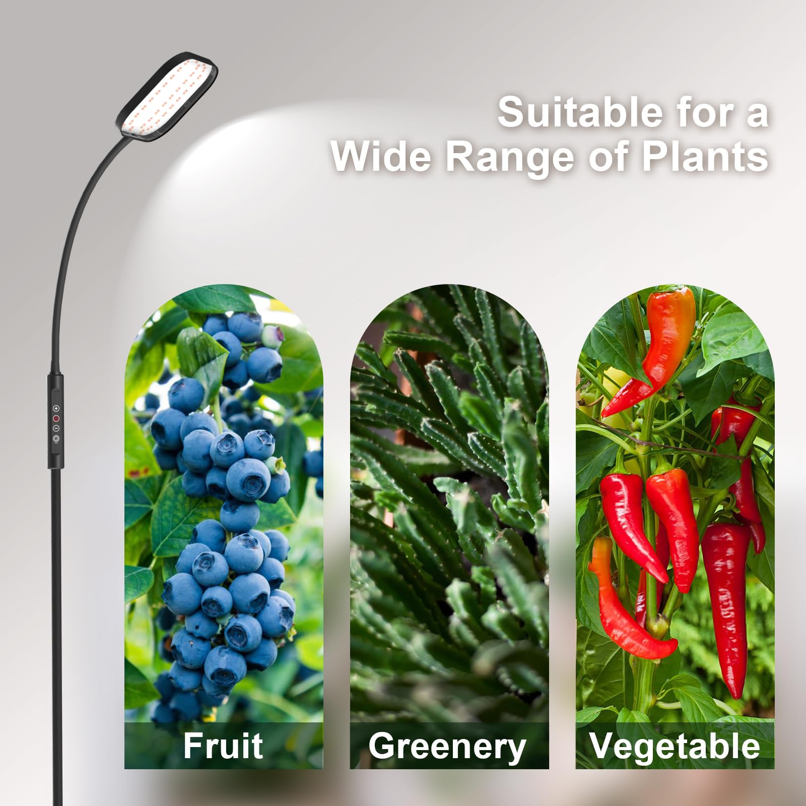 Mojimdo Lampe pour plantes 336 LED, lumière spectre complet 24W, 5 niveaux de luminosité, 3 hauteurs, cou réglable 360°, minuterie, idéal plantes intérieur