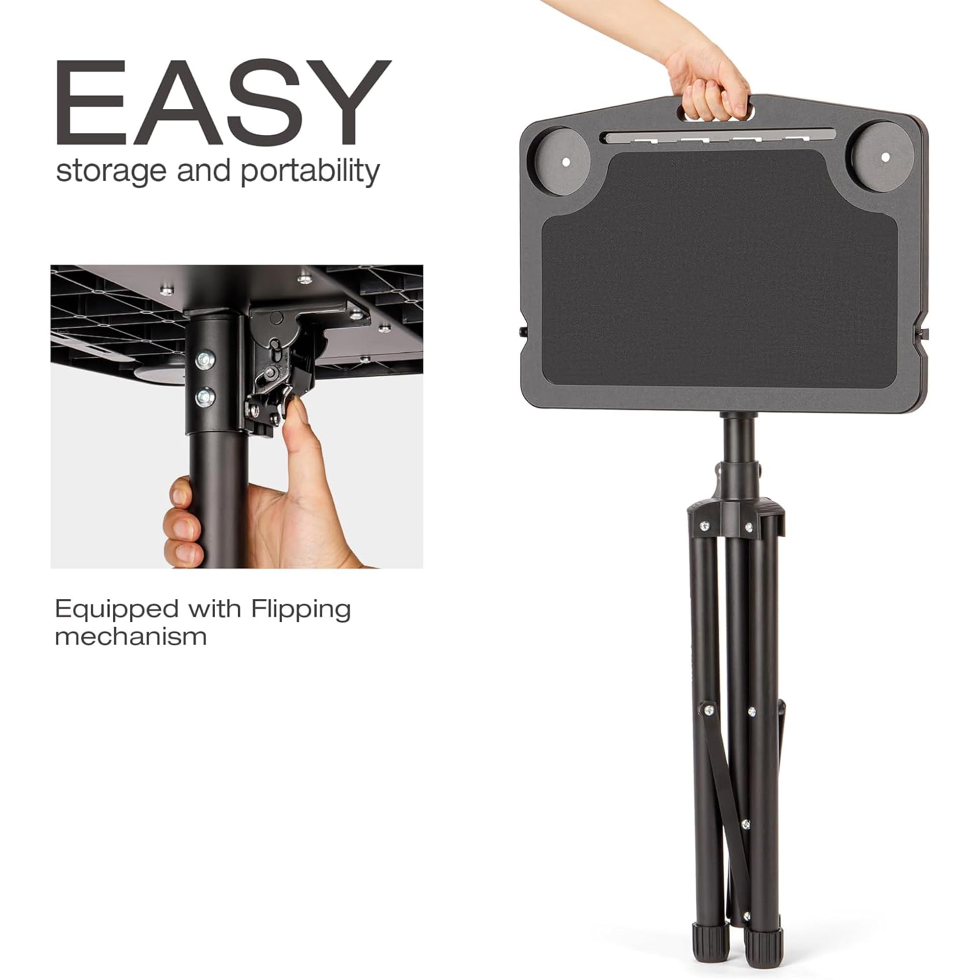 Escritorio para bicicleta ajustable en altura para Indoor-Bike & cinta de correr plegable, plegable, superficie 50 cm, carga máx. 20,0 kg, ranuras para tablet/teléfono y portavasos