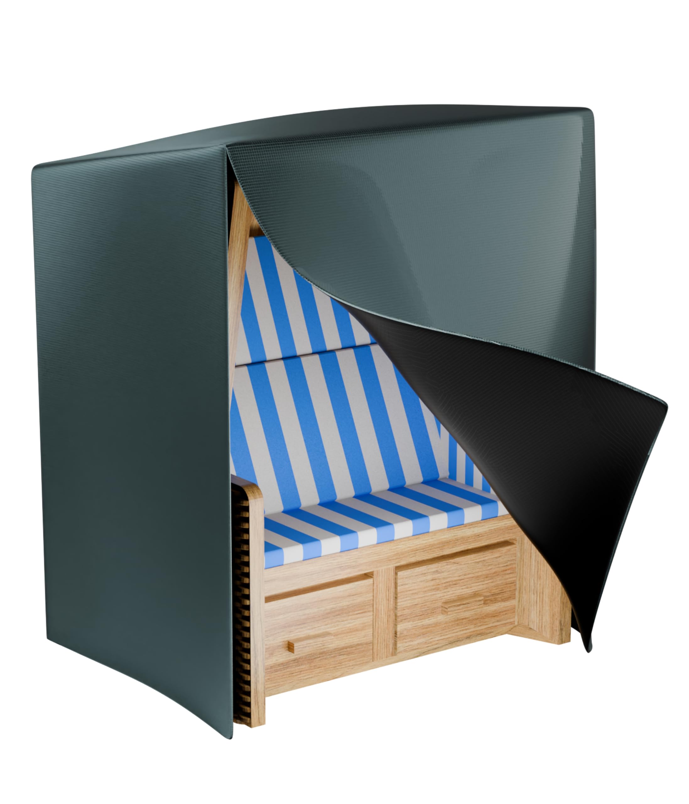 C S Cover Solutions Strandkorb Schutzhülle Winterfest | Passend für alle Strandkörbe (125 x 100 x 150/165 cm) mit Belüftungsfenster & Reißverschlüssen | UV-beständig, wasserdicht & Made in Europe