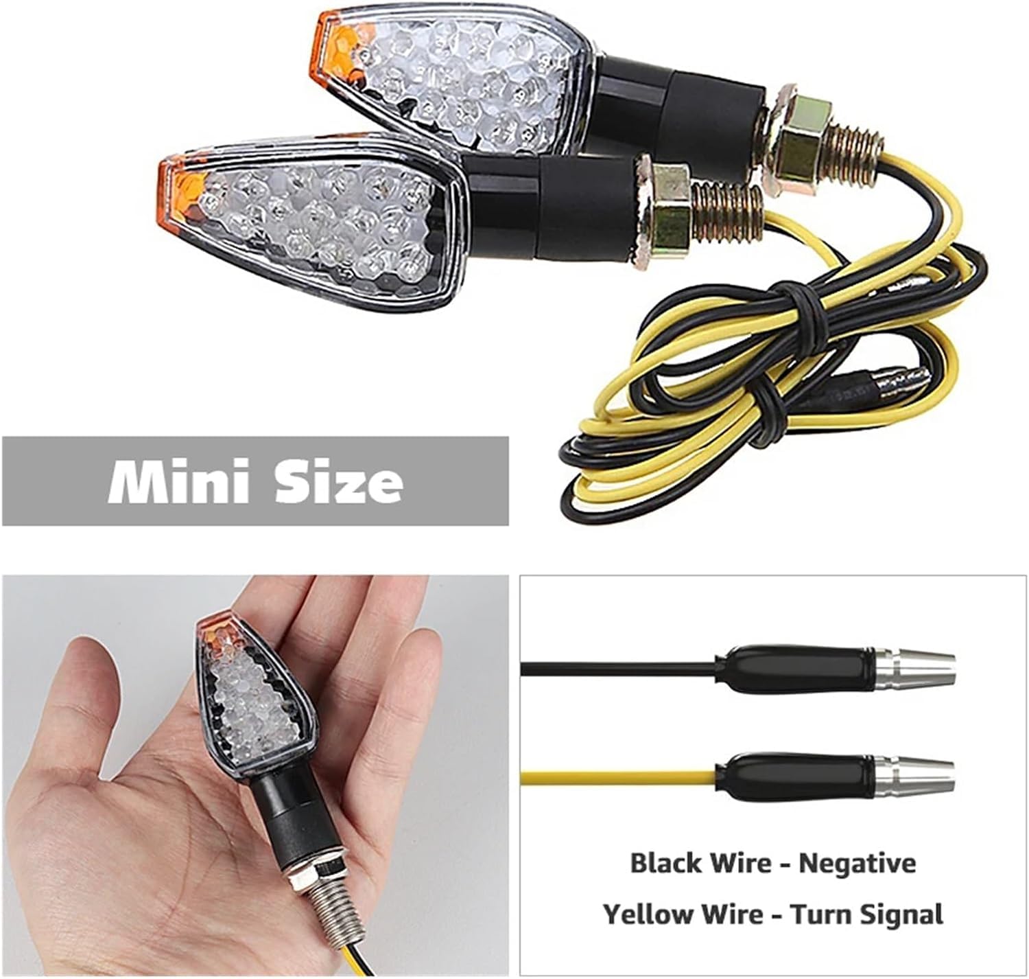 Genérico Indicadores de motocicleta Intermitentes para motocicleta homologados E50, luz ámbar intermitente de 14 LED, 12 V/24 V, M10
