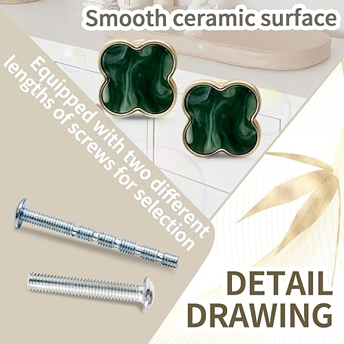 Miniatura 2 de Cionyce Paquete de 6 pomos de trébol para gabinete, de aleación de zinc, tiradores de cajón de trébol de cuatro hojas para tocador, armario, tocador