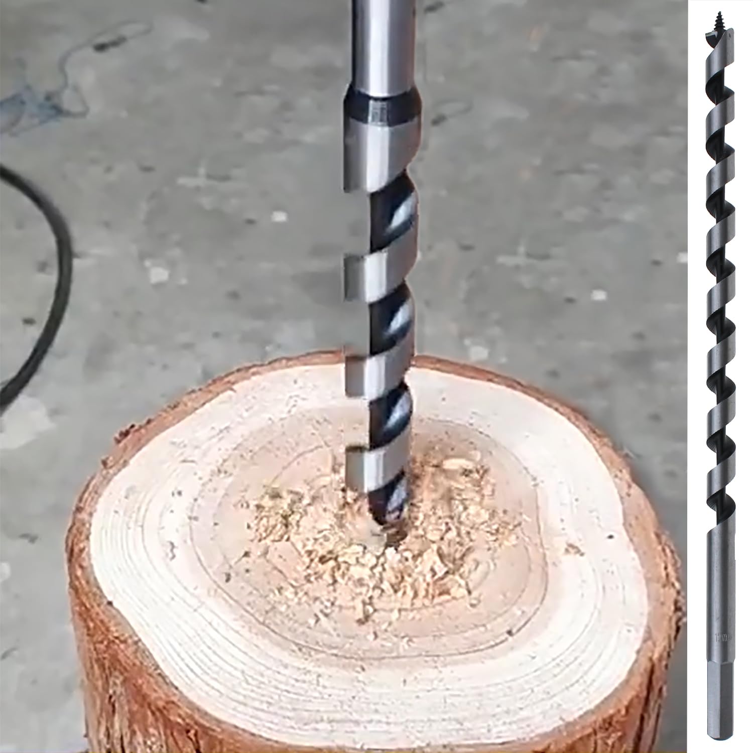 RLECS 1/2 x 12 inch Auger Bit 3/8inch Hexagonal Shank Extension Drill Bit for Woodworking Silver Carbon Steel Long Twist Drill Bit Suitable for Railway Sleepers and Landscape Timber