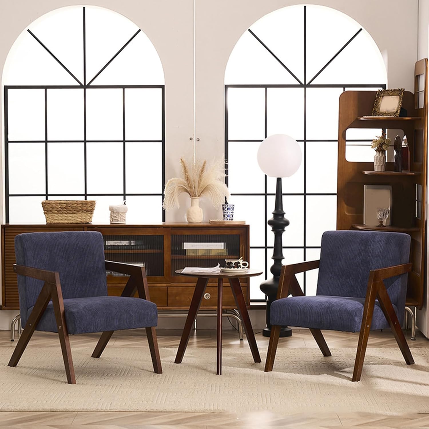 イス チェア ブルー 椅子 ソファ 1人掛けウッドアームチェア 在宅勤務 在宅ワーク テレワーク 自宅勤務 リビングチェア パーソナ