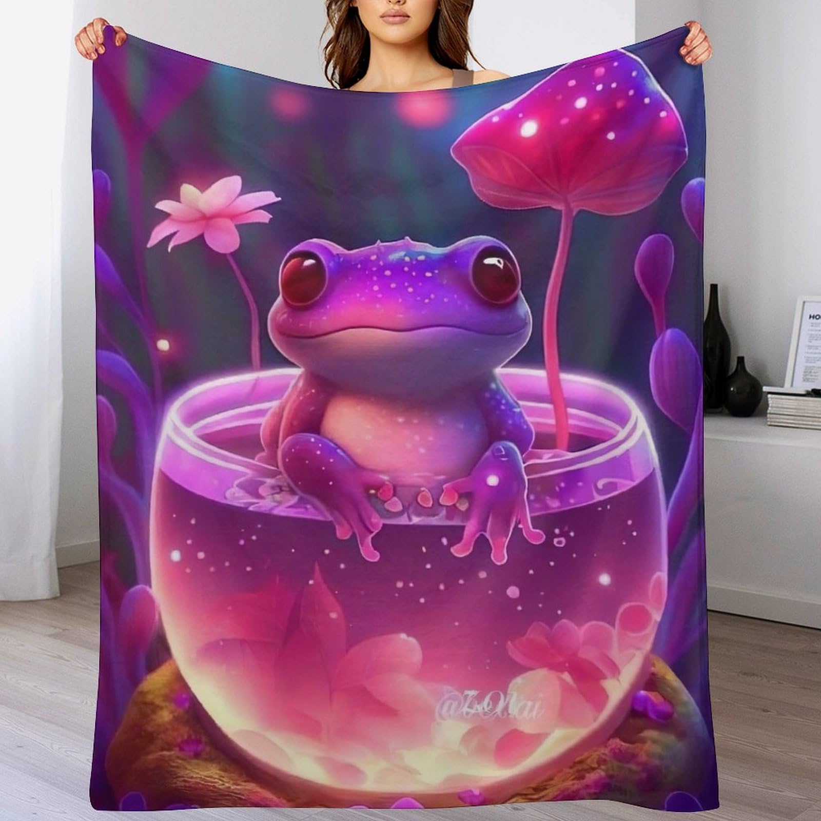 Couverture grenouille originale, idée cadeau en flannel douce