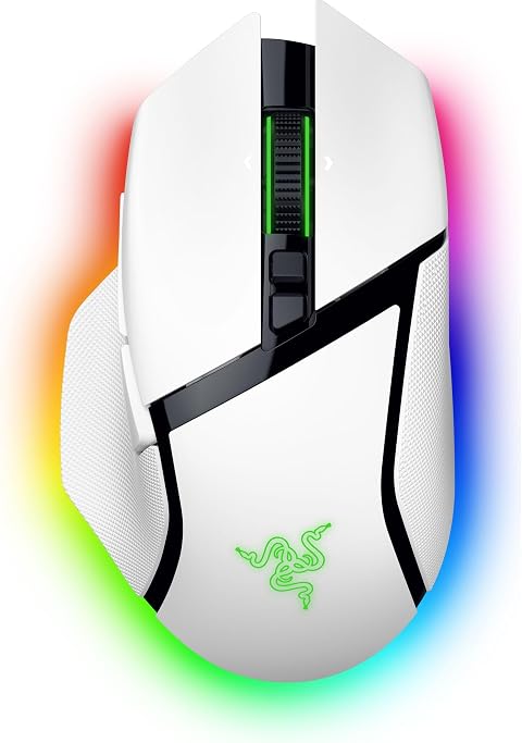 Razer Basilisk V3 Pro - Souris Gaming sans Fil (Molette HyperScroll Tilt, Capteur Optique Focus Pro 30K, Eclairage Chroma 13 Zones, 10+1 Boutons Programmables) Blanc