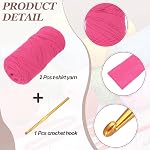 PATIKIL T-Shirt Yarn for Crocheting with 1 Crochet Hook, 2 Pack 400g/130 Yards Soft High Elastic Knitting Yarn for Beginner Crochet Bag/Basket/Home Decor(Pink/Rose Red)