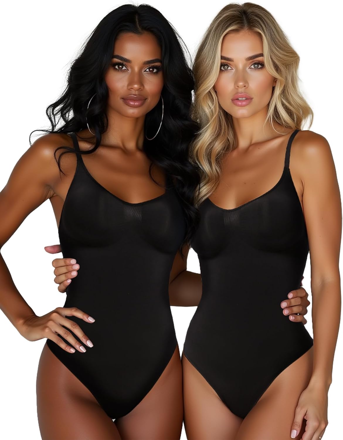2-Pack Shapewear Bodysuit for Women – Seamless Tummy Control, Waist Slimming Butt Lifting Body Suit for Women