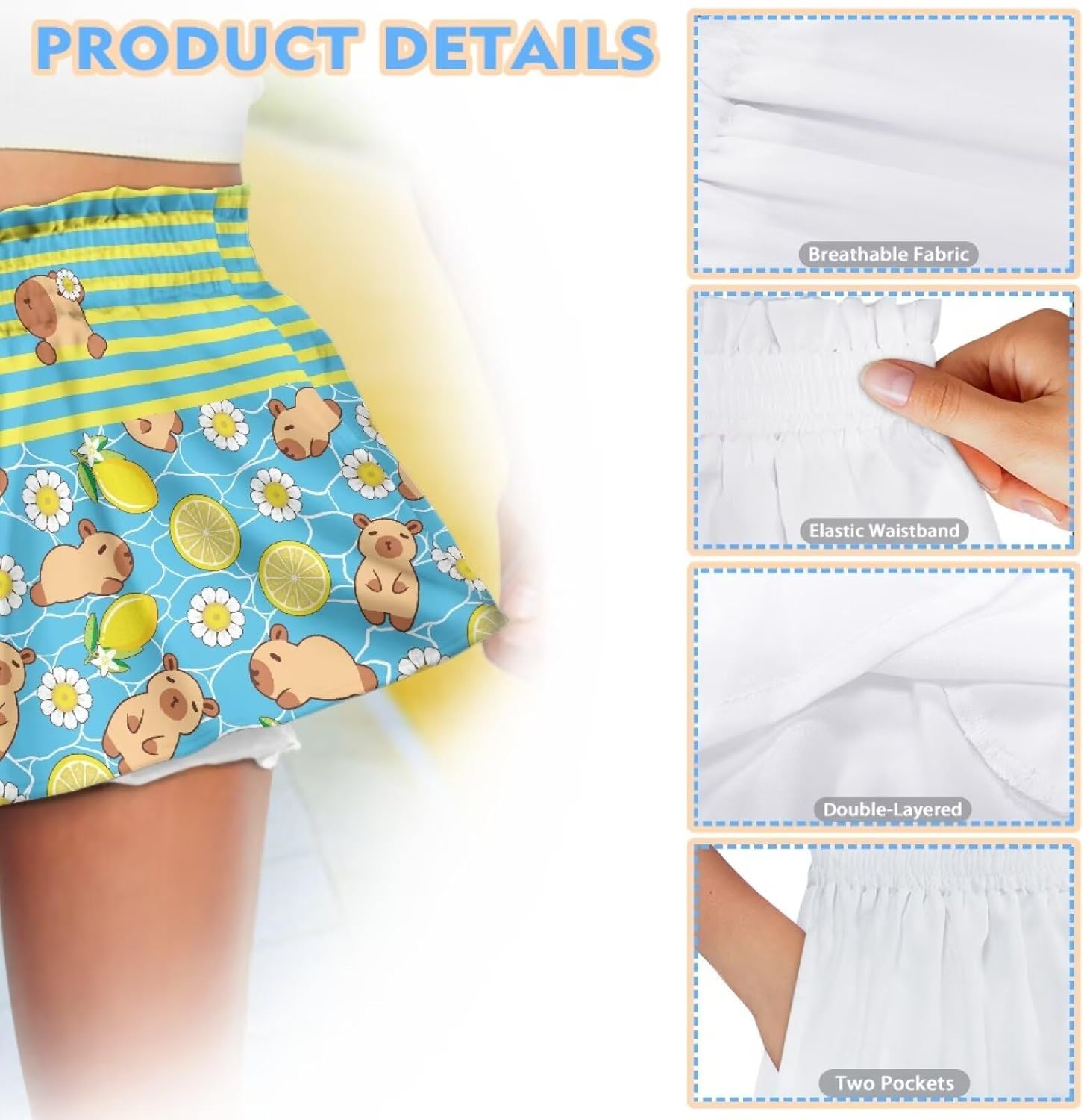 Girls Shorts,Girls Elastic Waist Butterfly Short with Pockets Quick Drying Biker Yoga Gymnastics Shorts for 5-16Y