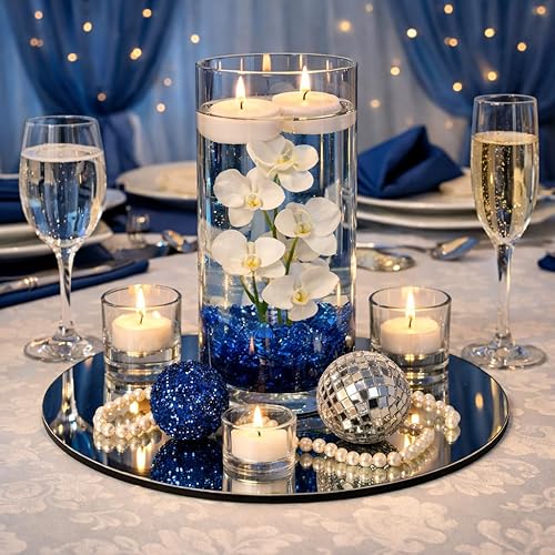 Vista 3 de Murrey Home Paquete de 12 centros de mesa de espejo para mesas, espejos redondos de 12 pulgadas para centros de mesa, bodas, fiestas, espejos