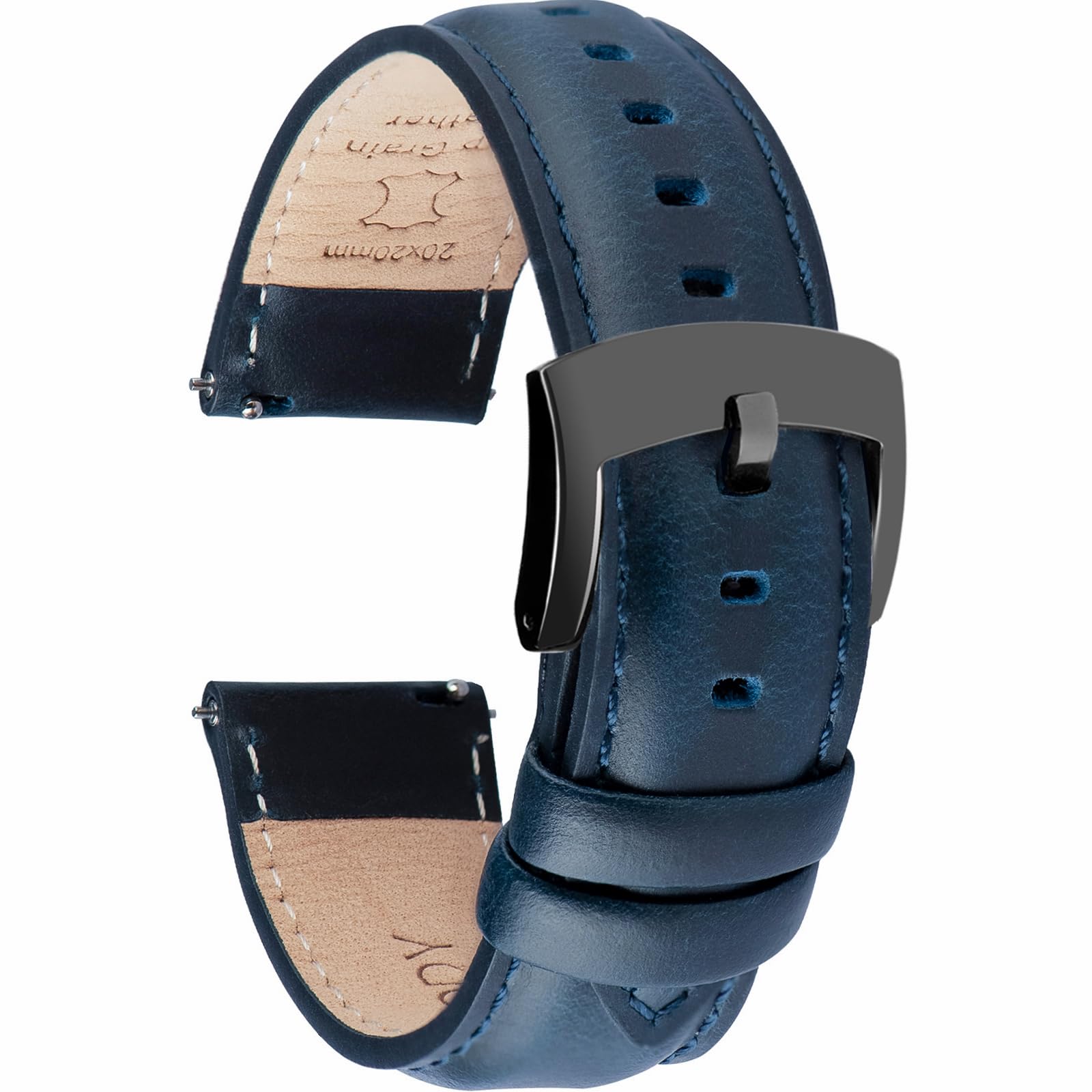 OTTOODY Leather Watch Bands Quick Release, Elegant Top Grain Leather Watch Straps for Men & Women, Choice of Color & Width - 18mm, 19mm, 20mm, 21mm or 22mm Wristbands Bracelet for Watch & Smartwatch