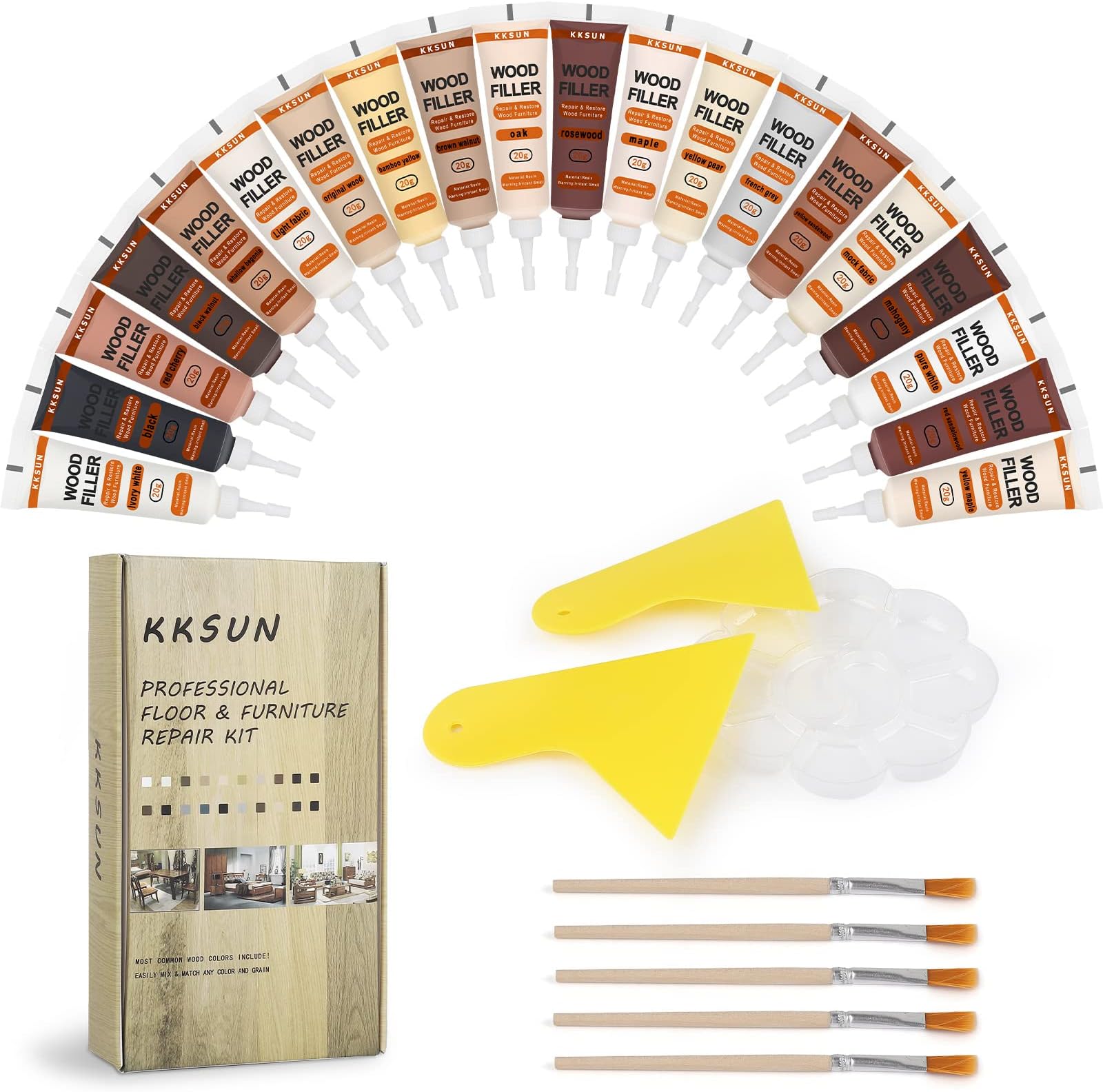 – Wood Repair Kit Multi-Color Wood Repair Kit for Furniture Floors Tables and Desks 20 Colors Resin for Stains and Scratches