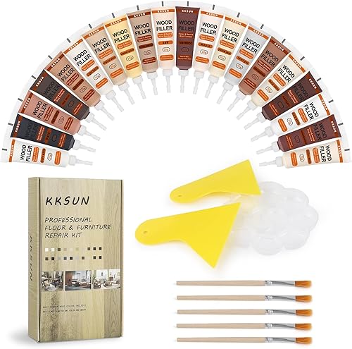 Kit de reparación de madera para restaurar cualquier mueble de madera, compuestos de reparación de resina de 20 colores que cubren la superficie de